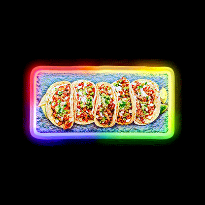 Taco Plate Taco Led Neon Sign Mexican Food Sign Rgb Color - LED neon sign close-up detail