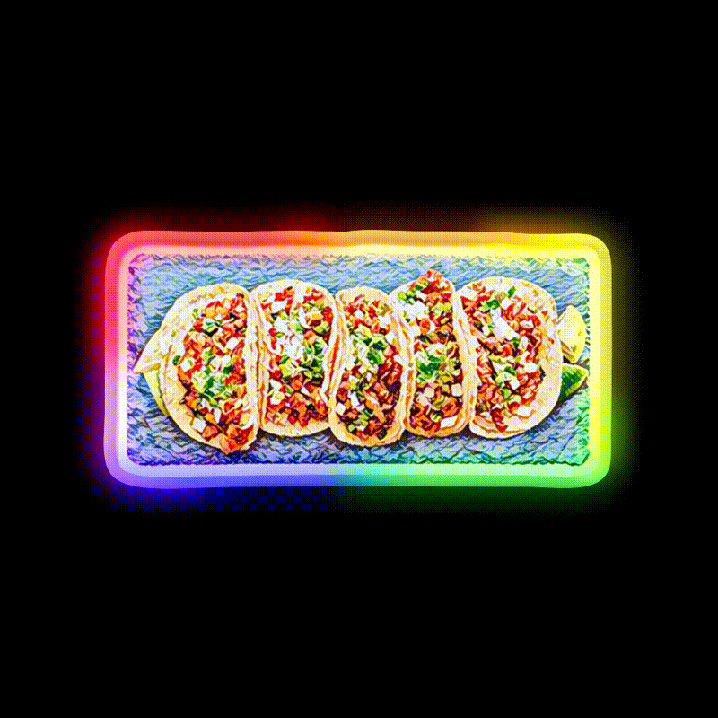 Taco Plate Taco Led Neon Sign Mexican Food Sign Rgb Color - LED neon sign close-up detail