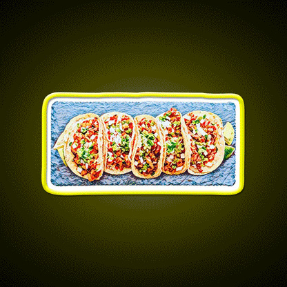 Taco Plate Taco Led Neon Sign Mexican Food Sign Rgb Color - Custom LED neon sign front view