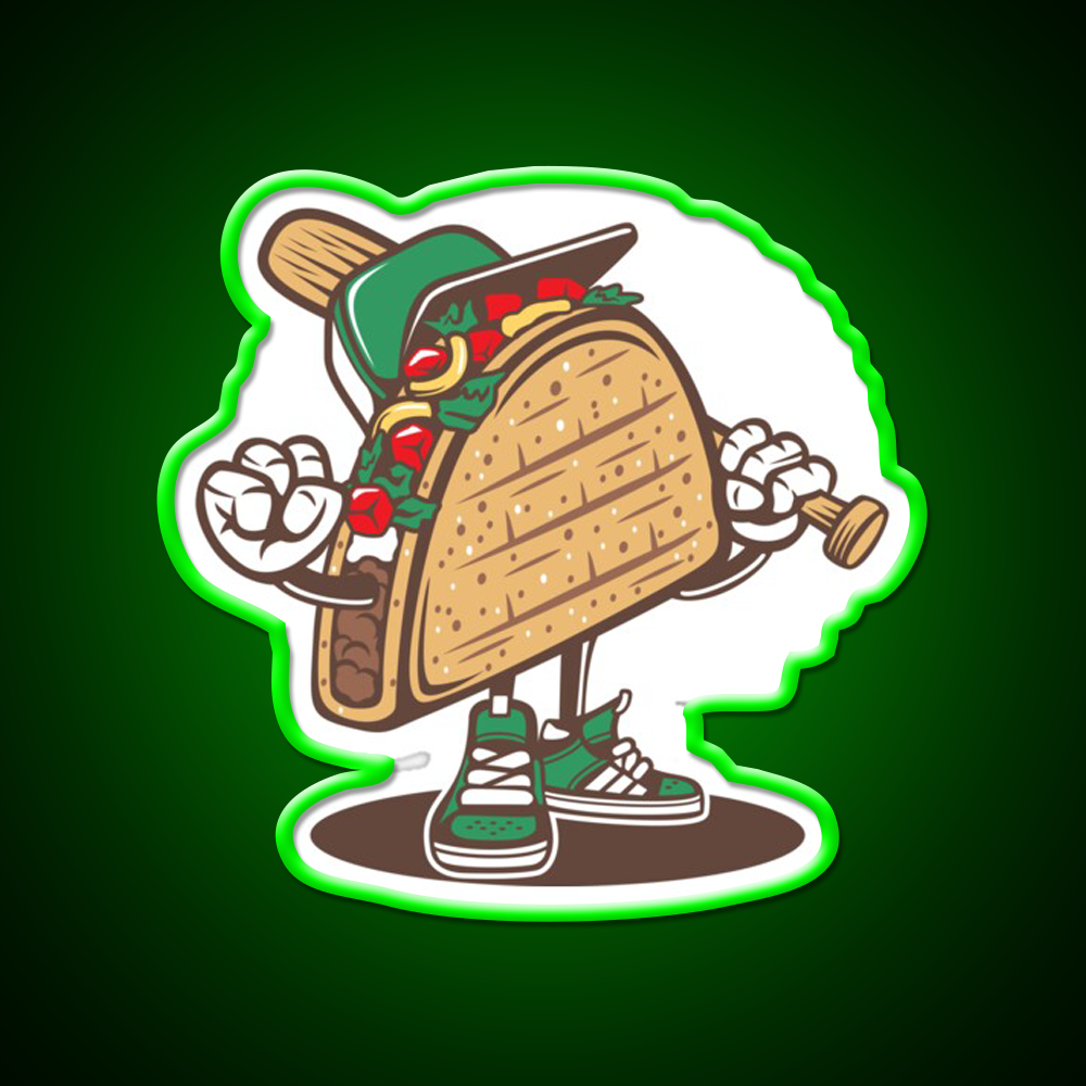 Taco Playing Baseball Taco Led Neon Sign Mexican Food Sign Rgb Color