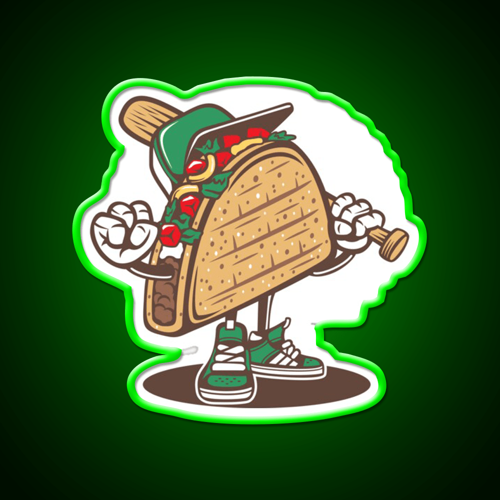 Taco Playing Baseball Taco Led Neon Sign Mexican Food Sign Rgb Color - Shineneon