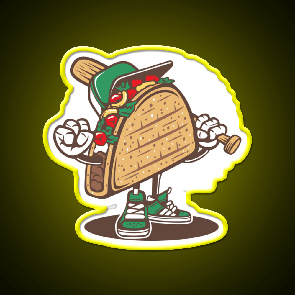 Taco Playing Baseball Taco Led Neon Sign Mexican Food Sign Rgb Color - Shineneon