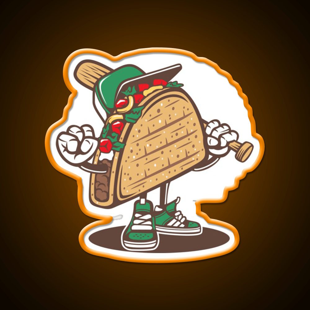 Taco Playing Baseball Taco Led Neon Sign Mexican Food Sign Rgb Color - Shineneon