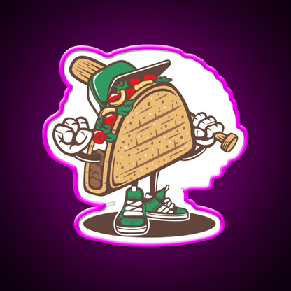 Taco Playing Baseball Taco Led Neon Sign Mexican Food Sign Rgb Color - Shineneon