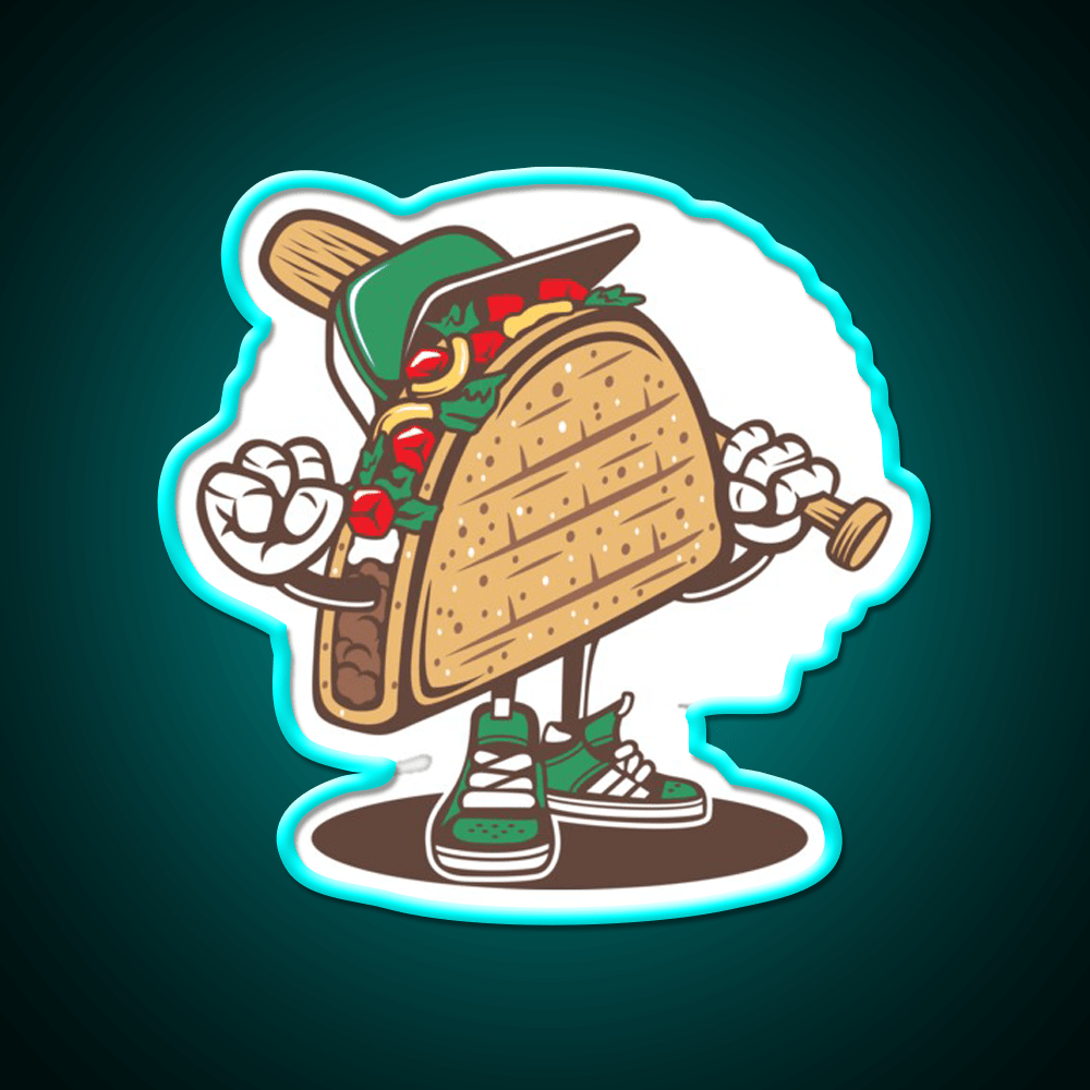 Taco Playing Baseball Taco Led Neon Sign Mexican Food Sign Rgb Color - Shineneon