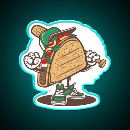 Taco Playing Baseball Taco Led Neon Sign Mexican Food Sign Rgb Color - Shineneon