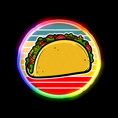 Taco Retro Sunset Mexican Fast Food Taco Led Neon Sign Rgb Color - LED neon sign close-up detail