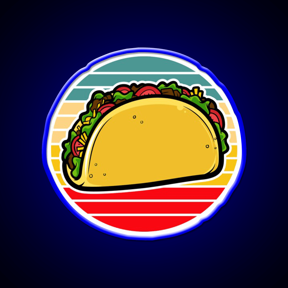 Taco Retro Sunset Mexican Fast Food Taco Led Neon Sign Rgb Color - Shineneon