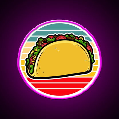 Taco Retro Sunset Mexican Fast Food Taco Led Neon Sign Rgb Color - Shineneon