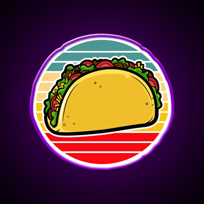 Taco Retro Sunset Mexican Fast Food Taco Led Neon Sign Rgb Color - Shineneon