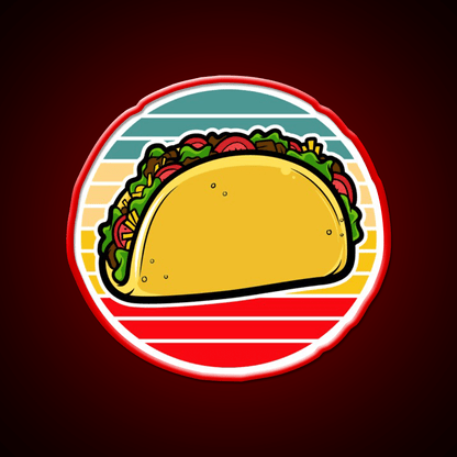 Taco Retro Sunset Mexican Fast Food Taco Led Neon Sign Rgb Color - Shineneon