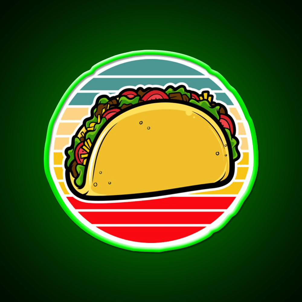 Taco Retro Sunset Mexican Fast Food Taco Led Neon Sign Rgb Color - Shineneon