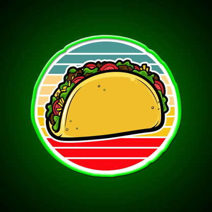 Taco Retro Sunset Mexican Fast Food Taco Led Neon Sign Rgb Color - Shineneon