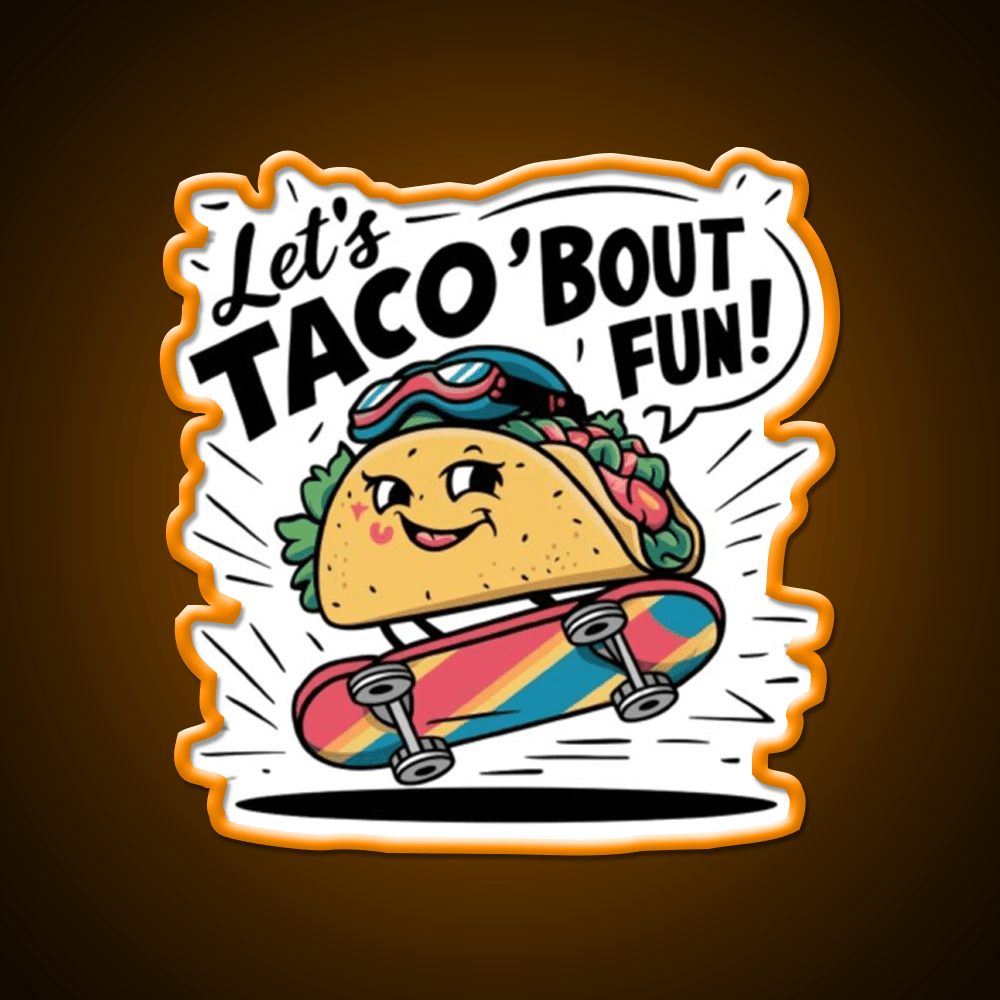 Taco Riding A Skateboard Taco Led Neon Sign Mexican Food Sign Rgb Color - Shineneon