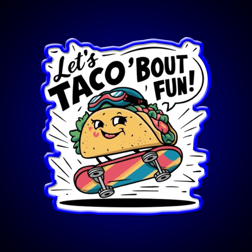 Taco Riding A Skateboard Taco Led Neon Sign Mexican Food Sign Rgb Color - Shineneon