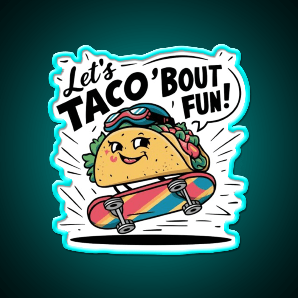 Taco Riding A Skateboard Taco Led Neon Sign Mexican Food Sign Rgb Color - Shineneon