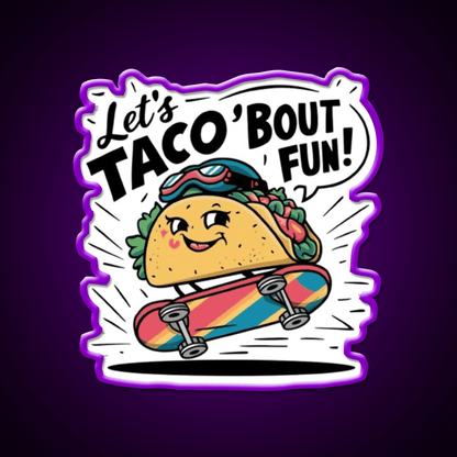 Taco Riding A Skateboard Taco Led Neon Sign Mexican Food Sign Rgb Color - Shineneon