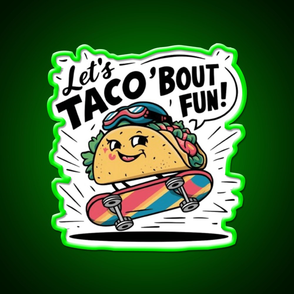 Taco Riding A Skateboard Taco Led Neon Sign Mexican Food Sign Rgb Color - Shineneon