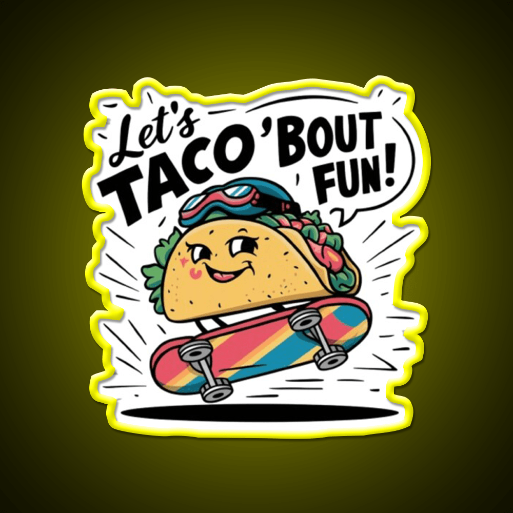 Taco Riding A Skateboard Taco Led Neon Sign Mexican Food Sign Rgb Color - Shineneon