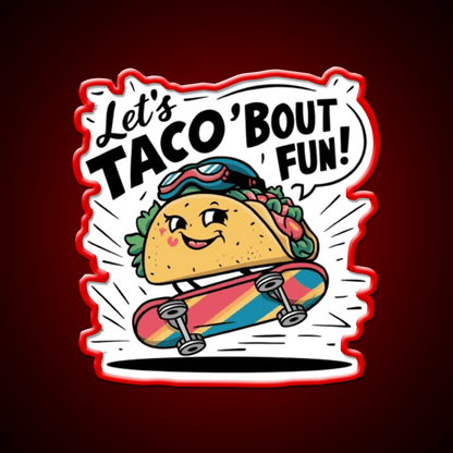 Taco Riding A Skateboard Taco Led Neon Sign Mexican Food Sign Rgb Color - Shineneon