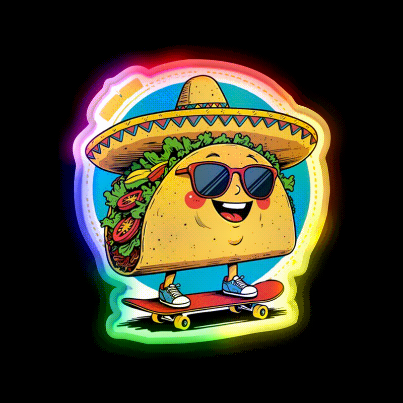 Taco Rolling Taco Led Neon Sign Mexican Food Sign Rgb Color - LED neon sign close-up detail
