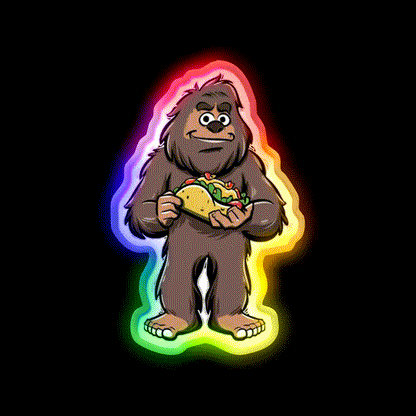 Taco Sasquatch Taco Led Neon Sign Mexican Food Sign Rgb Color - LED neon sign close-up detail