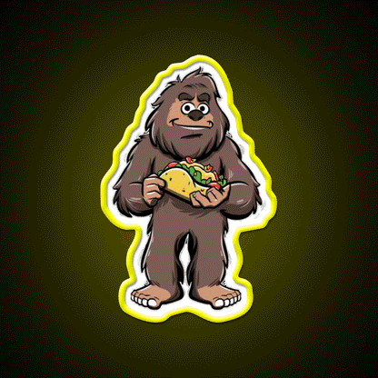Taco Sasquatch Taco Led Neon Sign Mexican Food Sign Rgb Color - Custom LED neon sign front view