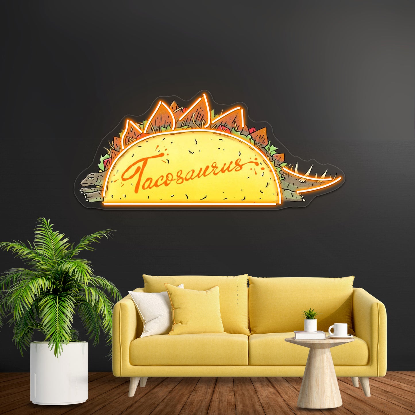 Taco Saurus Stegosaurus Dinosaur Neon Sign Artwork For Man Cave Neon Sign