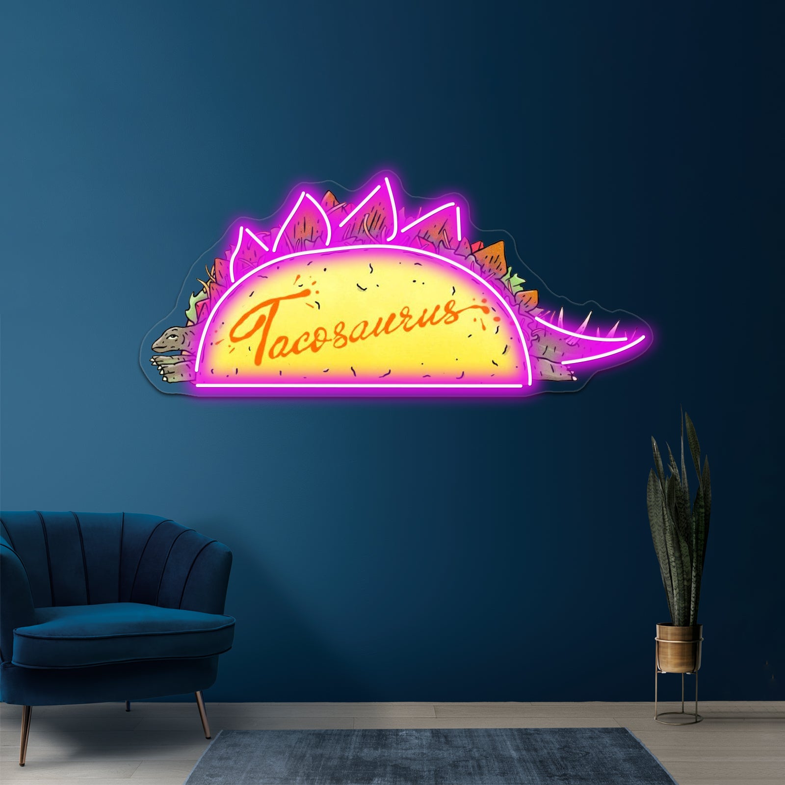 Taco Saurus Stegosaurus Dinosaur Neon Sign Artwork For Man Cave Neon Sign | Shineneon