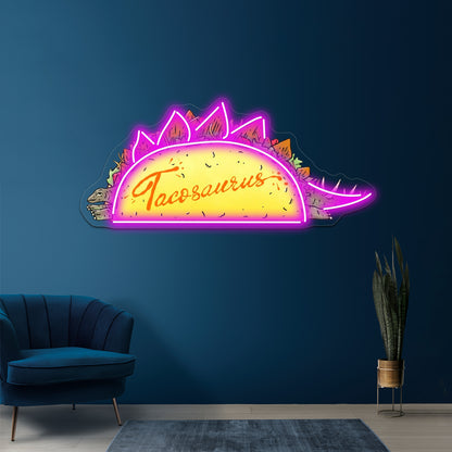 Taco Saurus Stegosaurus Dinosaur Neon Sign Artwork For Man Cave Neon Sign