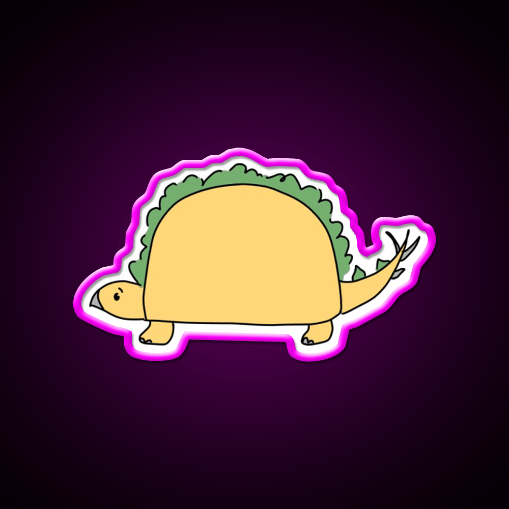 Taco Saurus Stegosaurus Dinosaur Taco Led Neon Sign Rgb Color - Shineneon