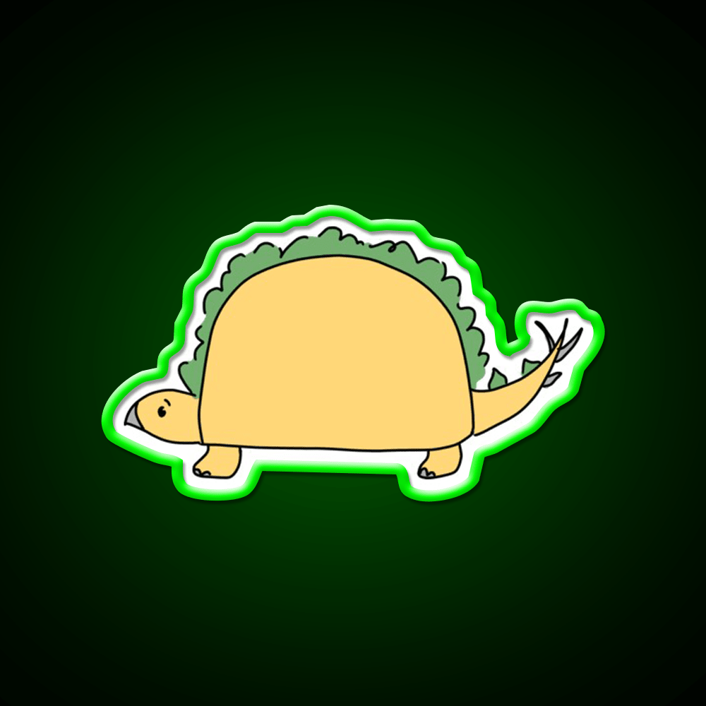 Taco Saurus Stegosaurus Dinosaur Taco Led Neon Sign Rgb Color - Shineneon