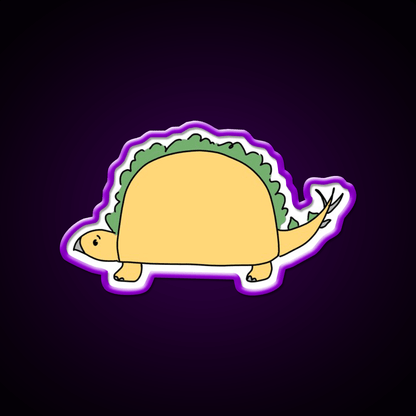 Taco Saurus Stegosaurus Dinosaur Taco Led Neon Sign Rgb Color - Shineneon