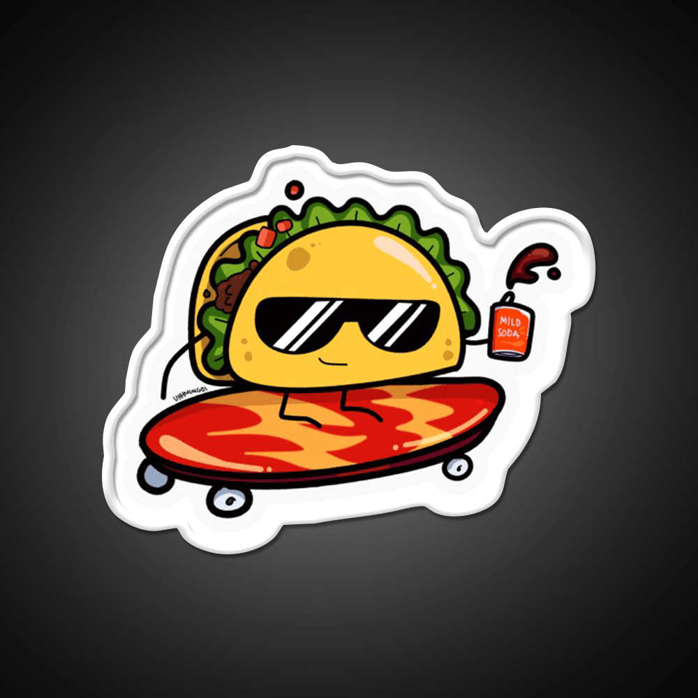 Taco Skater Bro Taco Led Neon Sign Mexican Food Sign Rgb Color - Shineneon