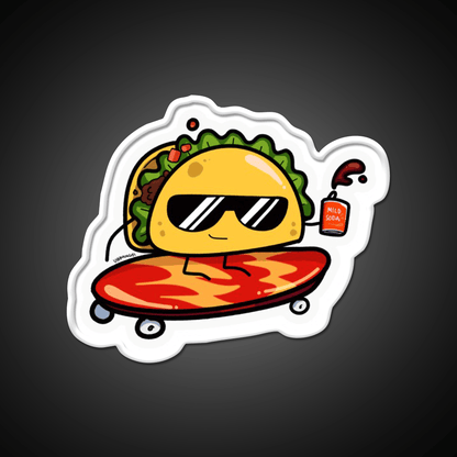 Taco Skater Bro Taco Led Neon Sign Mexican Food Sign Rgb Color - Shineneon