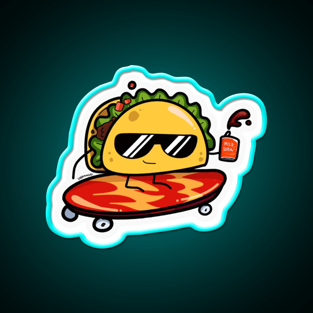 Taco Skater Bro Taco Led Neon Sign Mexican Food Sign Rgb Color - Shineneon