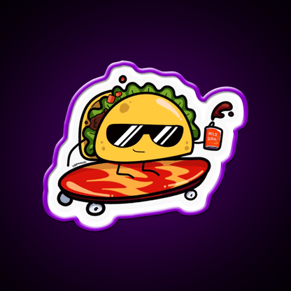 Taco Skater Bro Taco Led Neon Sign Mexican Food Sign Rgb Color - Shineneon