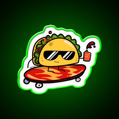 Taco Skater Bro Taco Led Neon Sign Mexican Food Sign Rgb Color - Shineneon