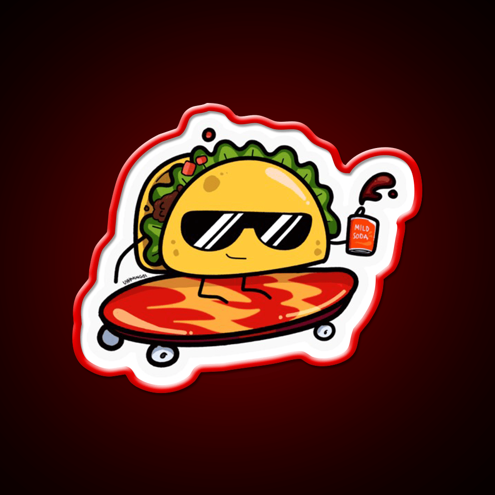 Taco Skater Bro Taco Led Neon Sign Mexican Food Sign Rgb Color - Shineneon