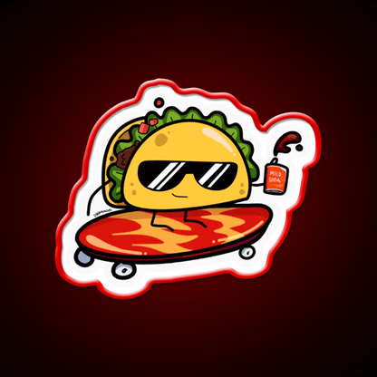 Taco Skater Bro Taco Led Neon Sign Mexican Food Sign Rgb Color - Shineneon