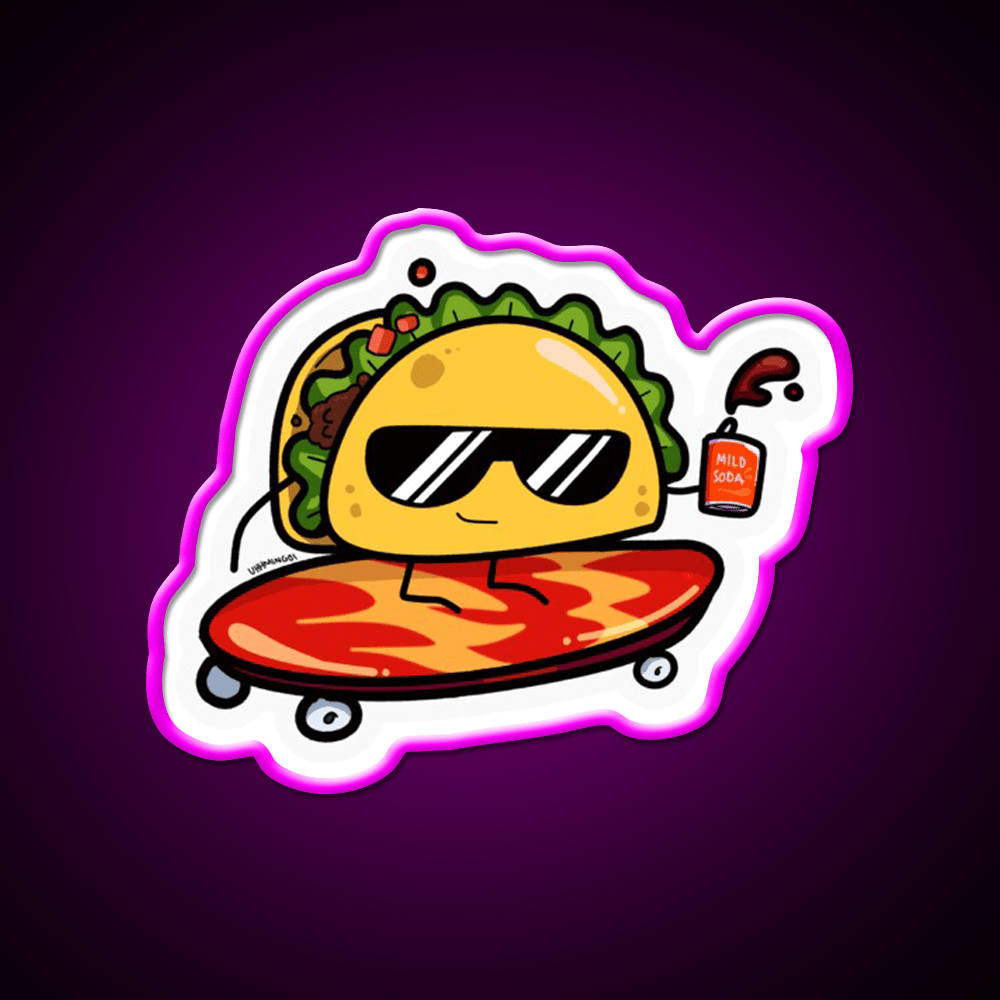 Taco Skater Bro Taco Led Neon Sign Mexican Food Sign Rgb Color - Shineneon