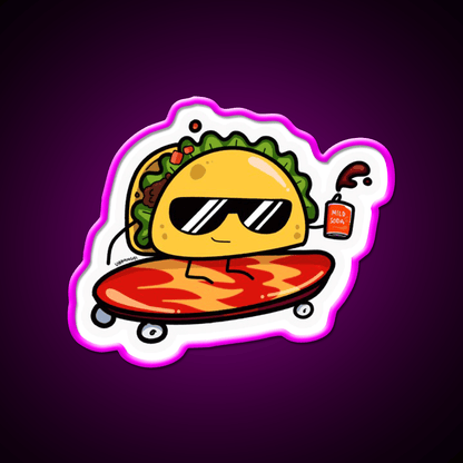 Taco Skater Bro Taco Led Neon Sign Mexican Food Sign Rgb Color - Shineneon