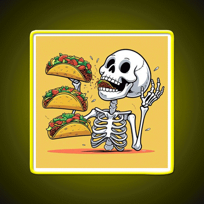 Taco Skeleton Taco Led Neon Sign Mexican Food Sign Rgb Color - Custom LED neon sign front view