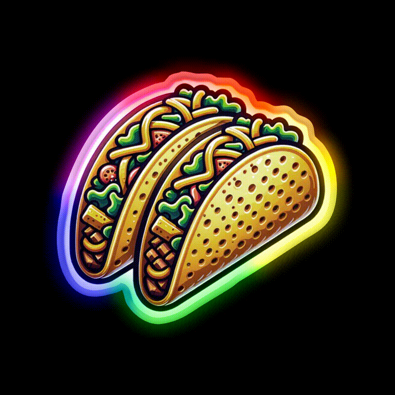 Taco Street Food Tacos Foodie Taco Led Neon Sign Rgb Color - LED neon sign close-up detail