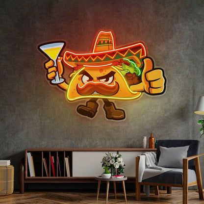 Taco Thumb Up Cartoon Uv Printed Led Neon Sign For Mexican Restaurant Bar Party Decor | Shineneon