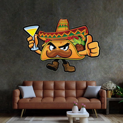 Taco Thumb Up Cartoon Uv Printed Led Neon Sign For Mexican Restaurant Bar Party Decor | Shineneon