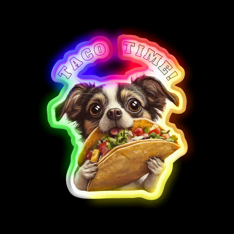 Taco Time Funny Gift For Taco Lovers Taco Led Neon Sign Rgb Color - LED neon sign close-up detail