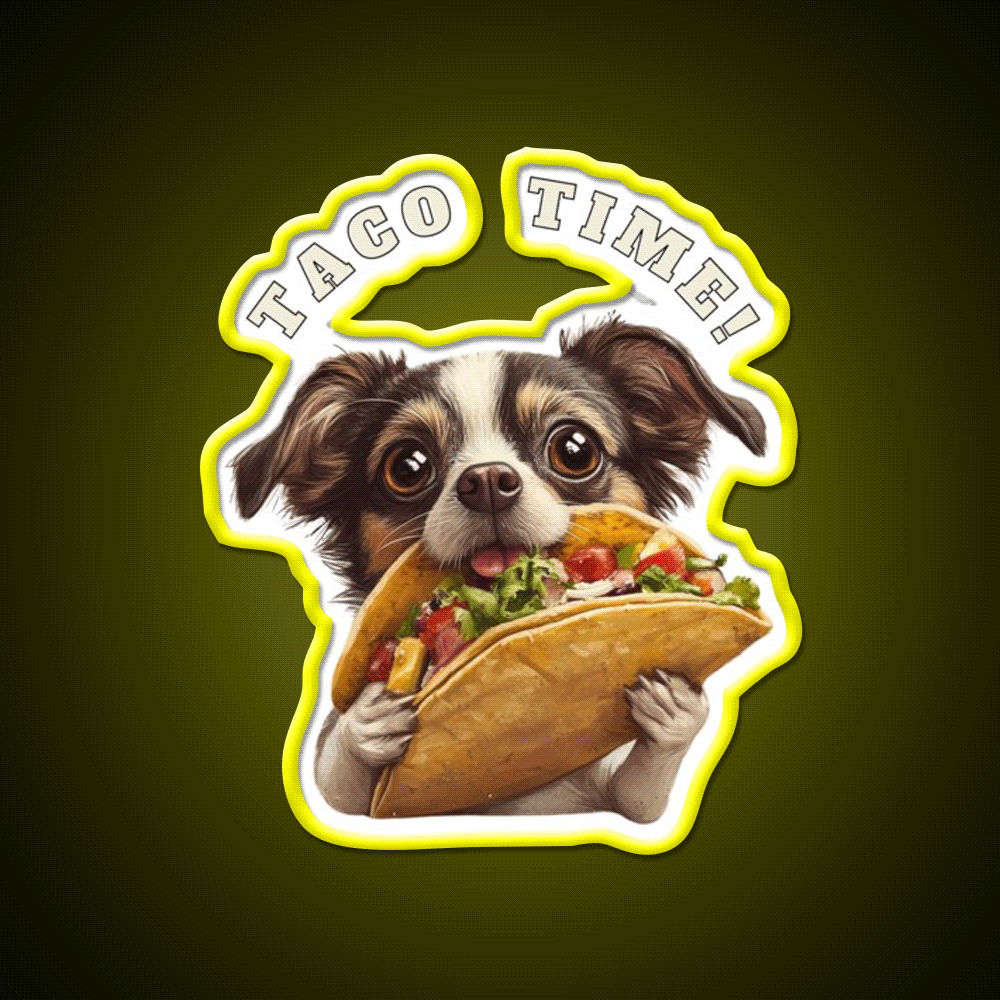 Taco Time Funny Gift For Taco Lovers Taco Led Neon Sign Rgb Color - Custom LED neon sign front view