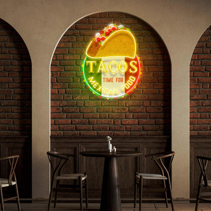 Taco Time Mexican Food Uv Printed Led Neon Sign Artwork For Restaurant Home Decor | Shineneon