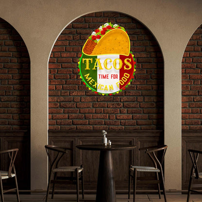 Taco Time Mexican Food Uv Printed Led Neon Sign Artwork For Restaurant Home Decor | Shineneon